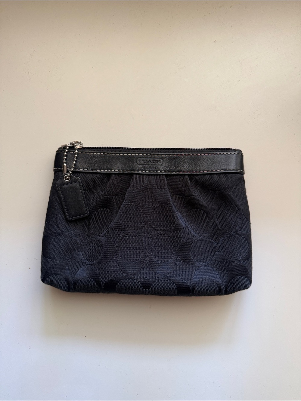 Coach Black Signature Jacquard Wristlet Pouch